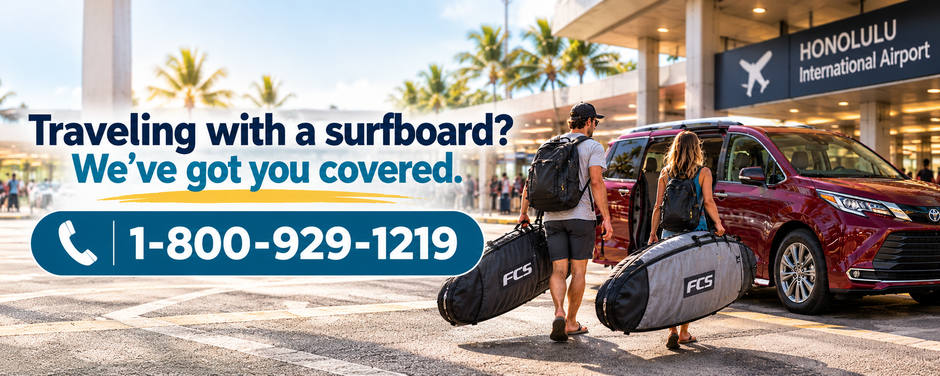 Honolulu Airport Transportation with Surfboard